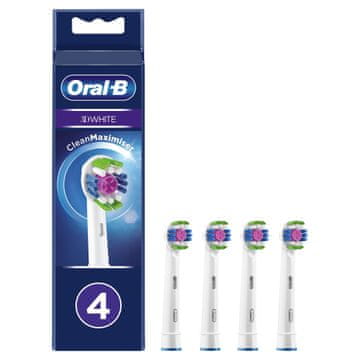 Oral-B 3D White glava ščetke s tehnologijo CleanMaximiser, pakiranje s 4 kosi 