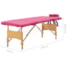 shumee Zložljiva masažna miza 4-conska les roza