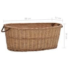 Vidaxl Košara za drva z ročaji za prenašanje 88x57x34 cm naravna vrba