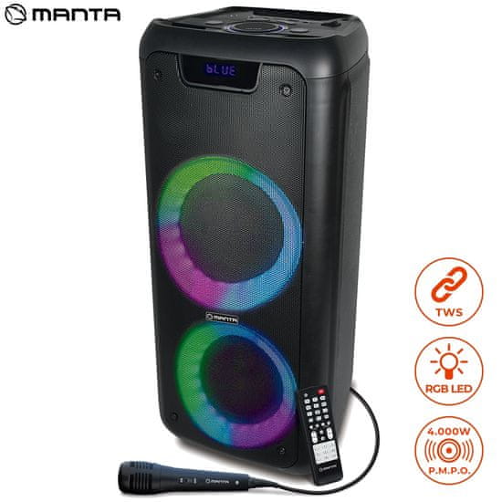 Manta SPK5210 karaoke zvočnik, True Wireless, 4000 W P.M.P.O