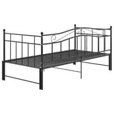 Vidaxl Izvlečni posteljni okvir črn kovinski 90x200 cm