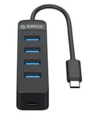 Orico TWC3-4A USB vozlišče (hub), 4x USB 3.0, USB-C, 0,15 m, črn