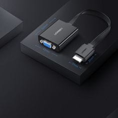 Ugreen MM103 adapter HDMI - VGA micro USB / 3.5 mm mini jack, črna