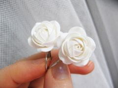 Troli Beli viseči uhani v obliki cvetov White Dream