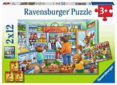 Ravensburger sestavljanka Medvedki nakupujejo, 2 x 12 delov (5076)