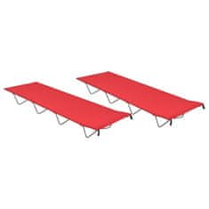 Vidaxl Kamp postelja 2 kosa 180x60x19 cm oksford blago in jeklo rdeča