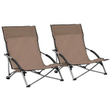 Vidaxl Zložljivi stoli za na plažo 2 kosa taupe blago