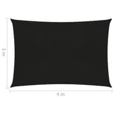 Vidaxl Senčno jadro 160 g/m2 črno 3x4 m HDPE
