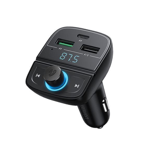 Ugreen CD229 Bluetooth FM Transmitter avto polnilec 3x USB 4.8A, črna