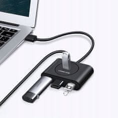 Ugreen CR113 4x USB HUB adapter 0.5m, črna