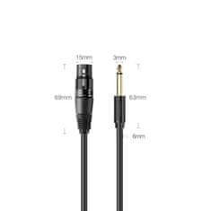 Ugreen AV131 kabel XLR - 6.35 mm jack F/M 3m, črna