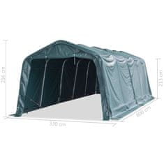 Vidaxl Premični šotor za živino 550 g/m2 3,3x8 m PVC temno zelen