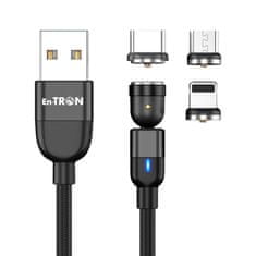 En-TRON USB vrtljiv magnetni kabel 540° 3v1, Type C, micro, IOS