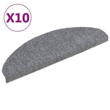 Vidaxl Preproge za stopnice, samolepilne, 10 kosov, 65 x 21 x 4 cm, svetlo sive, polkrožne, velike