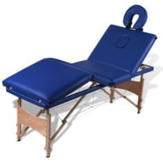 shumee Modra zložljiva masažna miza s 4 območji in lesenim okvirjem