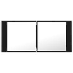 Vidaxl LED kopalniška omarica z ogledalom črna 100x12x45 cm