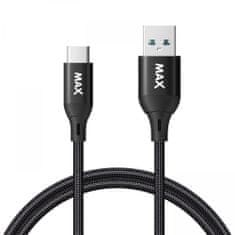 MAX USB 3.0 - USB-C kabel, 2 m, pleten, črn (UCC2B)