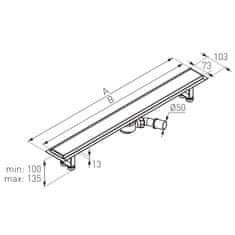 Ferro Linear kanaleta odtok za tuš 80 cm nerjaveče jeklo