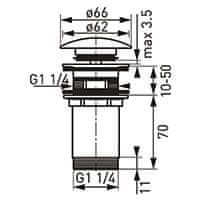 Ferro ROTONDO zgornji del sifona za umivalnik S285 klik-klak G5/4 medenina krom