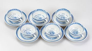 Skodelica za kavo z krožničkom , set 1/6, rižev porcelan,
