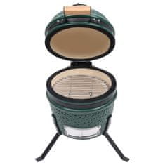 Greatstore Kamado žar za dimljenje 2 v 1 iz keramike 56 cm zelen