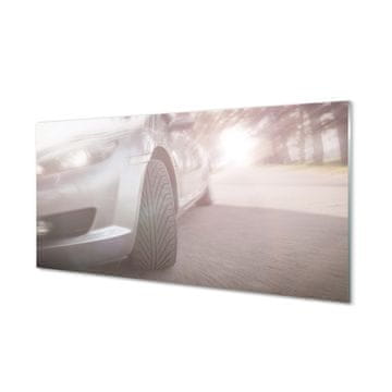 tulup.si Slika na akrilnem steklu Silver avto ulica drevo 4 obešalnika