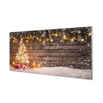 tulup.si Steklena slika Božično drevo decoration sneg 4 obešalnika