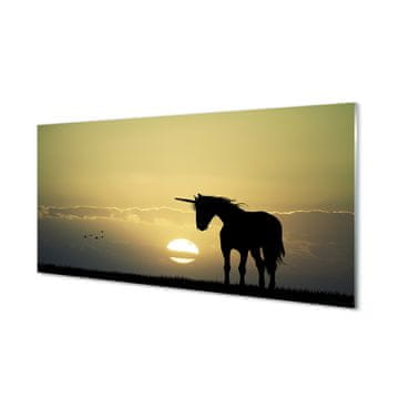 tulup.si Steklena slika Polje sunset samorog 4 obešalnika