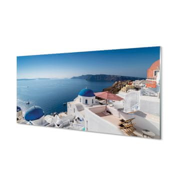 tulup.si Slika na akrilnem steklu Grčija morje panorama stavb 2 obešalnika