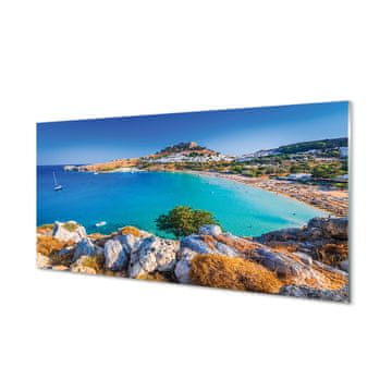 tulup.si Slika na akrilnem steklu Grčija obala plaža panorama 4 obešalnika