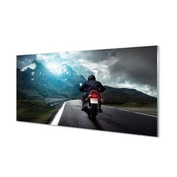 tulup.si Slika na akrilnem steklu Motorcycle gorska cesta človek nebo 4 obešalnika
