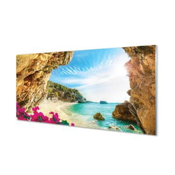 tulup.si Stenska plošča za kuhinjo Grčija obala čeri cvetje