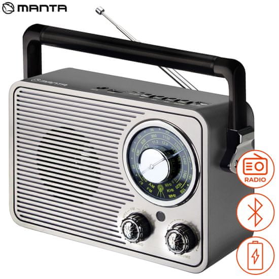 Manta RDI-FM3AN retro radio, Bluetooth, vintage