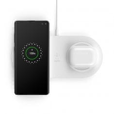 Belkin Qi dvojna ploščica, 2x10W z adapterjem, bela