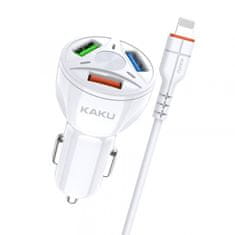 Kaku KSC-493 avtopolnilec za iPhone 12, USB 3.0, Lightning, 1 m, bel