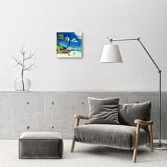 tulup.si Steklena kvadratna ura Plaža s palmami 30x30 cm Črne kazalke