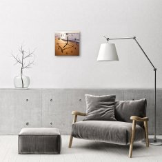tulup.si Steklena kvadratna ura Srce na plaži 30x30 cm Črne kazalke