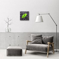 tulup.si Steklena kvadratna ura List 30x30 cm Črne kazalke