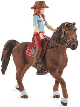 Schleich 42539 lutka rdečelaska Hannah z gibljivimi sklepi, jahanje