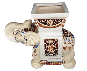 Lonec za rože, slon keramičen h45 svetlo rjav