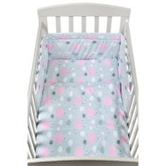NEW BABY 3-delno posteljno perilo, oblački, sivo-roza, 90/120 cm