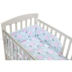 NEW BABY 3-delna posteljnina 90/120 cm puffs roza