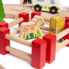 Bigjigs Rail lesena vlakovna proga s podeželsko cesto 80 kosov
