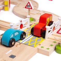 Bigjigs Rail Lesena železniška proga z državno cesto 80 kosov