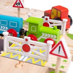 Bigjigs Rail lesena vlakovna proga s podeželsko cesto 80 kosov