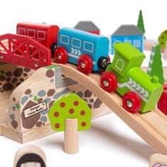 Bigjigs Rail lesena vlakovna proga s podeželsko cesto 80 kosov