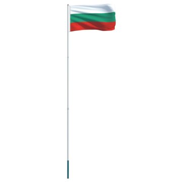 Vidaxl Zastava Bolgarije in aluminijast zastavni drog 4 m