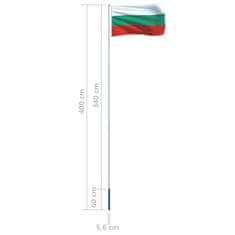 Vidaxl Zastava Bolgarije in aluminijast zastavni drog 4 m