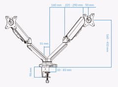 Uvi Desk VESA nosilec s plinsko vzmetjo za dva monitorja, od 43,18 cm (17) do 81,28 cm (32) (UVIDVGSDM) - odprta embalaža