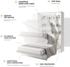 Trianova Postelja v omari Lenart - Bed Concept 04 - 140x200 cm - bela sijaj 